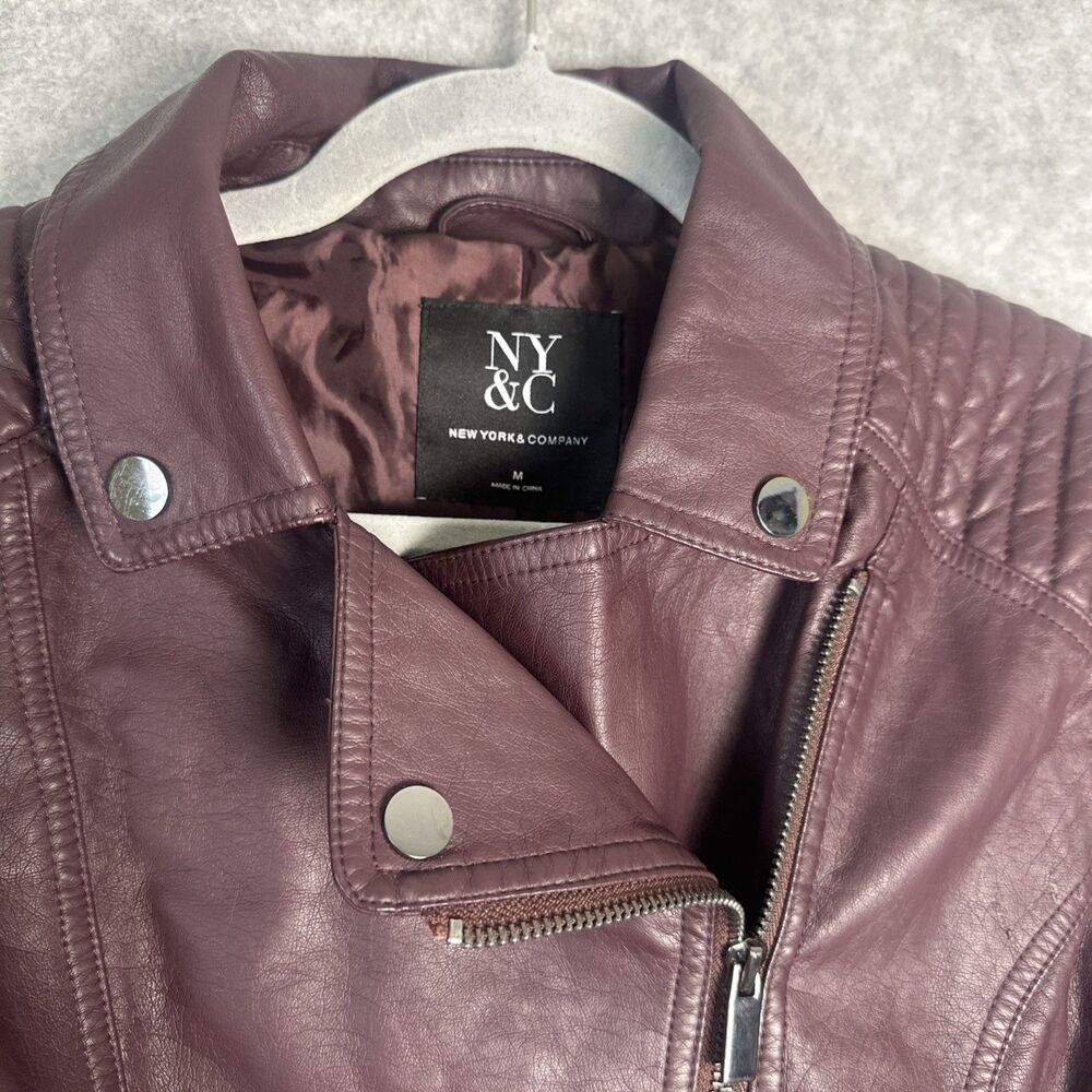 Edgy Women’s Purple Long Sleeve Faux Leather Motorcycle Jacket Sz M - Picture 3 of 13